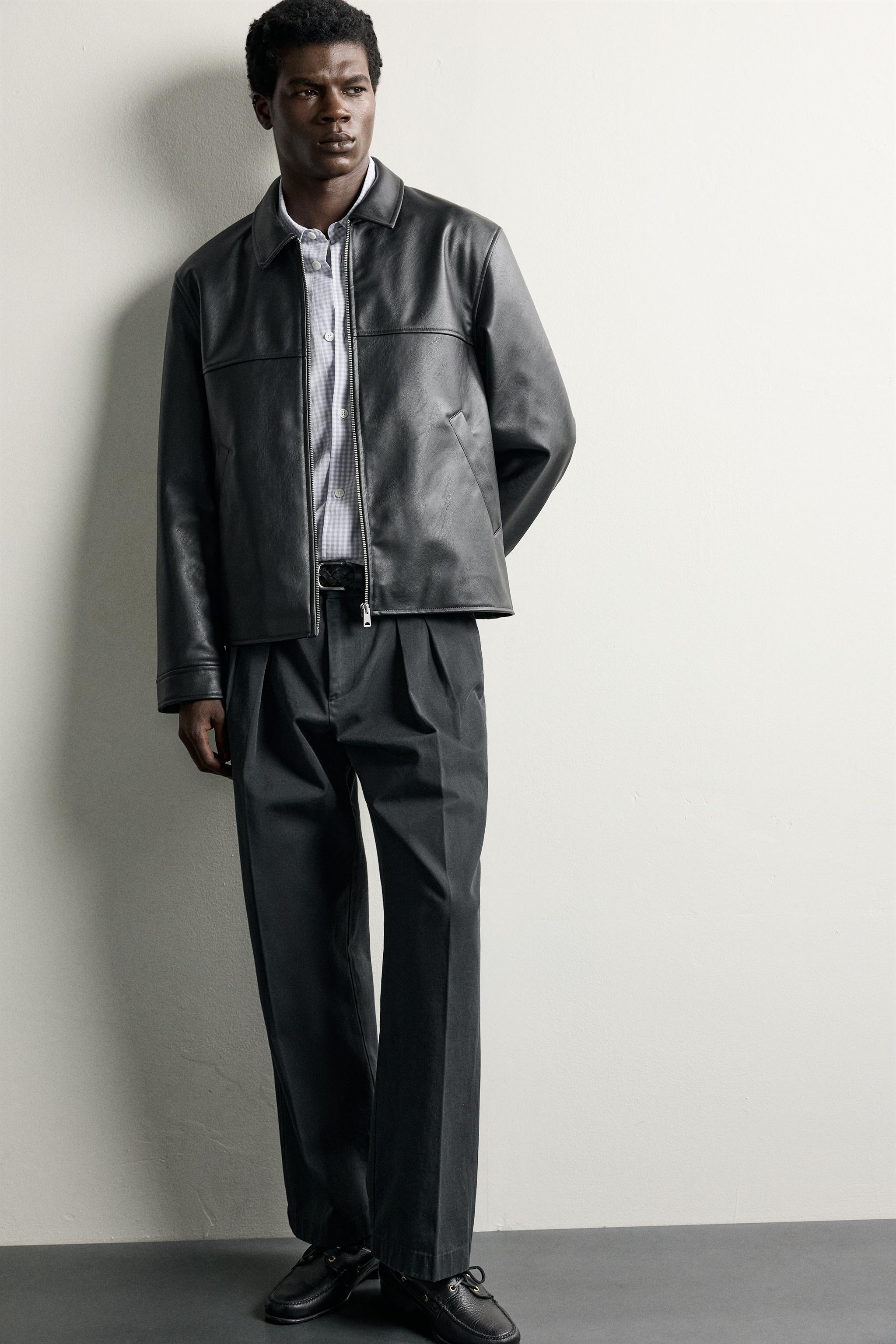 REGULAR FIT FAUX-LEATHER-EFFECT JACKET
